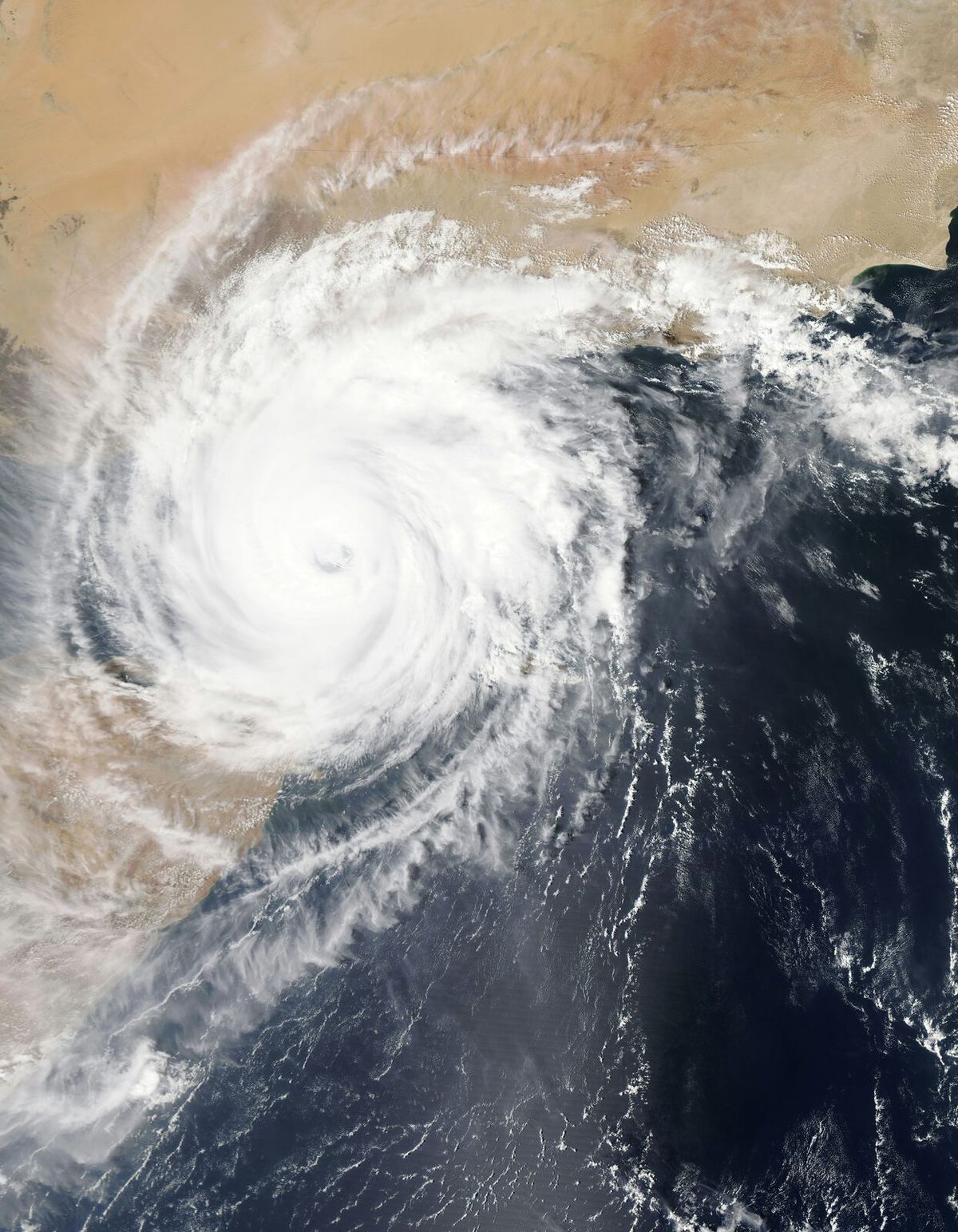 Satellite view of a large hurricane over the ocean